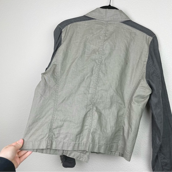 Eileen Fisher Women's Medium Coated Organic Linen Moto Jacket Full Zip Collared - Picture 13 of 16